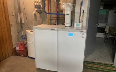 Installation d’une chaudière Frisquet gaz à condensation Prestige 25Kw avec ballon UPEC 120L à ST GEORGES DE RENEINS