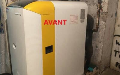 Installation d’une chaudière Frisquet gaz à condensation Prestige 25Kw avec ballon UPEC 120L à VAUX EN VELIN